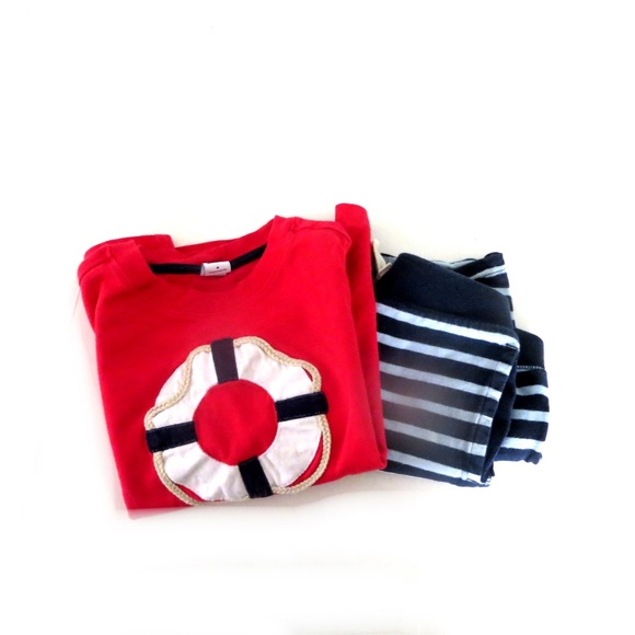Janie and Jack Red Nautical T shirt + Gap shorts 4 - Picture 2 of 2